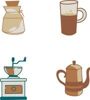 Set of Coffee Making Equipment. Vector Illustration.