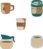 Set of Coffee Making Equipment. Vector Illustration.