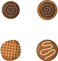 Cookies Biscuit Illustration Set. Modern Design Style, Isolated Vector. vector