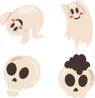 Collection of Cute Halloween Illustration. Isolated On White Background. Vector Icon.