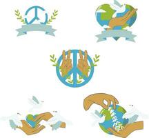 Set of World Peace Day. Isolated On White Background. Vector Icon.