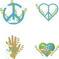 Set of World Peace Day. Isolated On White Background. Vector Icon.