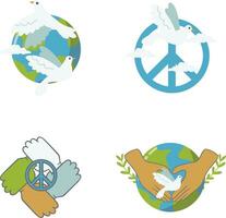 Set of World Peace Day. Isolated On White Background. Vector Icon.