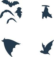 Set of Halloween Bat Silhouette Illustration. Isolated Vector. vector