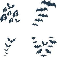 Set of Halloween Bat Silhouette Illustration. Isolated Vector. vector