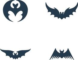 Set of Halloween Bat Silhouette Illustration. Isolated Vector. vector