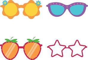 Eyeglasses Summer In Various Shapes. Vector Icon Collection.