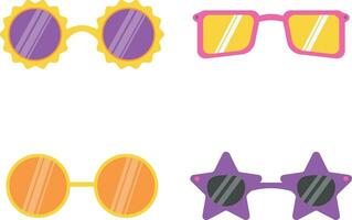 Eyeglasses Summer In Various Shapes. Vector Icon Collection.