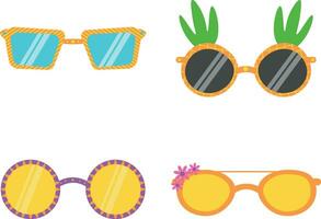 Eyeglasses Summer In Various Shapes. Vector Icon Collection.