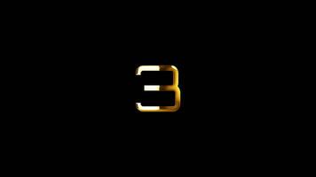 Loop Number Three gold text shine effect abstract background video