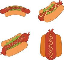 Collection of Hot Dog Food Illustration. Different Shape. Isolated Vector. vector