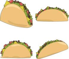Tacos Food Illustration With Seamless Design. Vector Icon.
