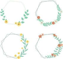 Set of Floral Polygon Frame. Aesthetic Design. Isolated Vector. vector