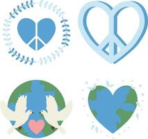 Collection of World Peace Day. Isolated On White Background. Vector Illustration.