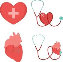 World Heart Day Illustration Set. Flat Design. Vector Icon