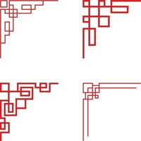 Set of Different Chinese Traditional Corner. Vector Illustration.