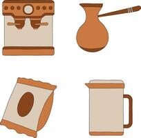 Collection of Coffee Making Equipment. Vector Illustration.