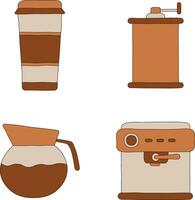Collection of Coffee Making Equipment. Vector Illustration.