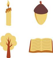 Set of Autumnal Equinox. Simple Design. Vector Illustration