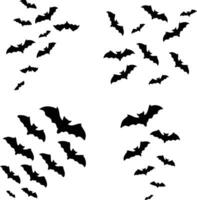 Set of Halloween Bat Silhouette. Isolated On White Background. Vector Icon