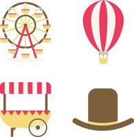 Vintage Carnival Circus With Flat Design. Vector Illustration Set.