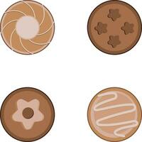 Cookies Biscuit Illustration With Different Shape. Vector Icon Set.