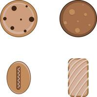 Cookies Biscuit Illustration With Different Shape. Vector Icon Set.