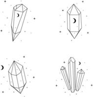 Hand Drawn Celestial Crystal Outline. Isolated Vector. vector