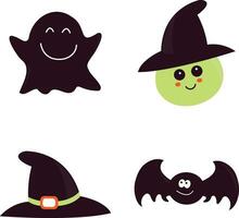 Set of Cute Halloween Illustration. Isolated Vector. vector