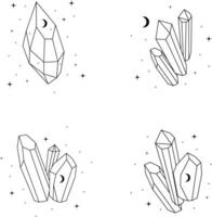 Hand Drawn Celestial Crystal Outline. Isolated Vector. vector