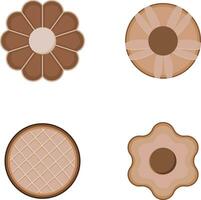 Cookies Biscuit Illustration With Different Shape. Vector Icon Set.