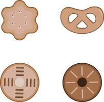 Cookies Biscuit Illustration With Different Shape. Vector Icon Set.