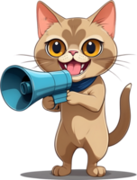 a cartoon cat holding a megaphone ai generative png