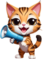 a cartoon cat holding a megaphone ai generative png