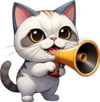 cartoon cat  holding a megaphone ai generative png