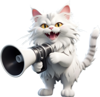 cartoon cat  holding a megaphone ai generative png