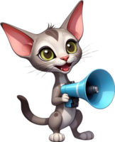 cartoon cat  holding a megaphone ai generative png