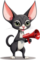 desenho animado gato segurando uma megafone ai generativo png