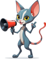 desenho animado gato segurando uma megafone ai generativo png