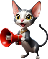 cartoon cat  holding a megaphone ai generative png