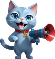 cartoon cat  holding a megaphone ai generative png