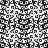 Black and white seamless abstract geometric japanese circles lines and waves pattern vector