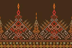 Cross Stitch Embroidery. Ethnic Patterns. Native Style. Traditional Design for texture, textile, fabric, clothing, Knitwear, print. Geometric Pixel Horizontal Seamless Vector. Blue, White, Dark Green. vector