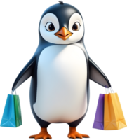 cartoon animal with shopping bag png, pet ai generative png