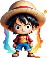 one piece luffy with rainbow color ai generative png