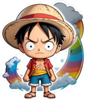 one piece luffy with rainbow color ai generative png