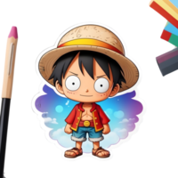 one piece luffy with rainbow color ai generative png