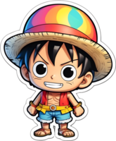 one piece luffy with rainbow color ai generative png