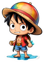 one piece luffy with rainbow color ai generative png