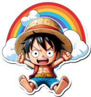 one piece luffy with rainbow color ai generative png